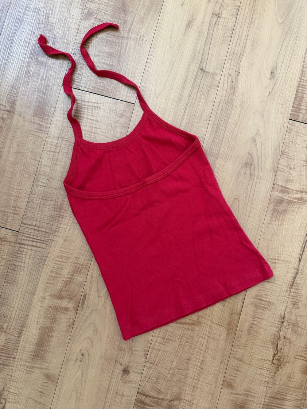 Vintage Brand New Cotton Y2K Armani Exchange Red A|X Logo Halter Tie Tank Top - Picture 2 of 8
